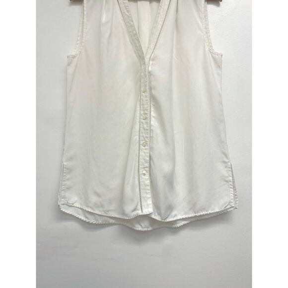 Kobi Halperin Raquel Blouse Tencel-Linen V-Neck Button-Front Sleeveless - Small - Picture 8 of 11